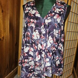 Simply Vera Vera Wang Multicolor Floral V-Neck Blouse